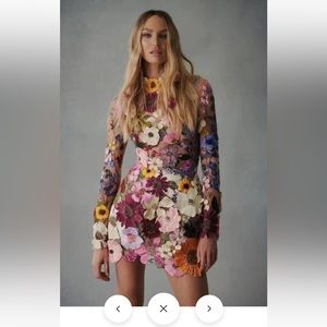 Long sleeve flower floral applique and embroidery dress - Sold out online